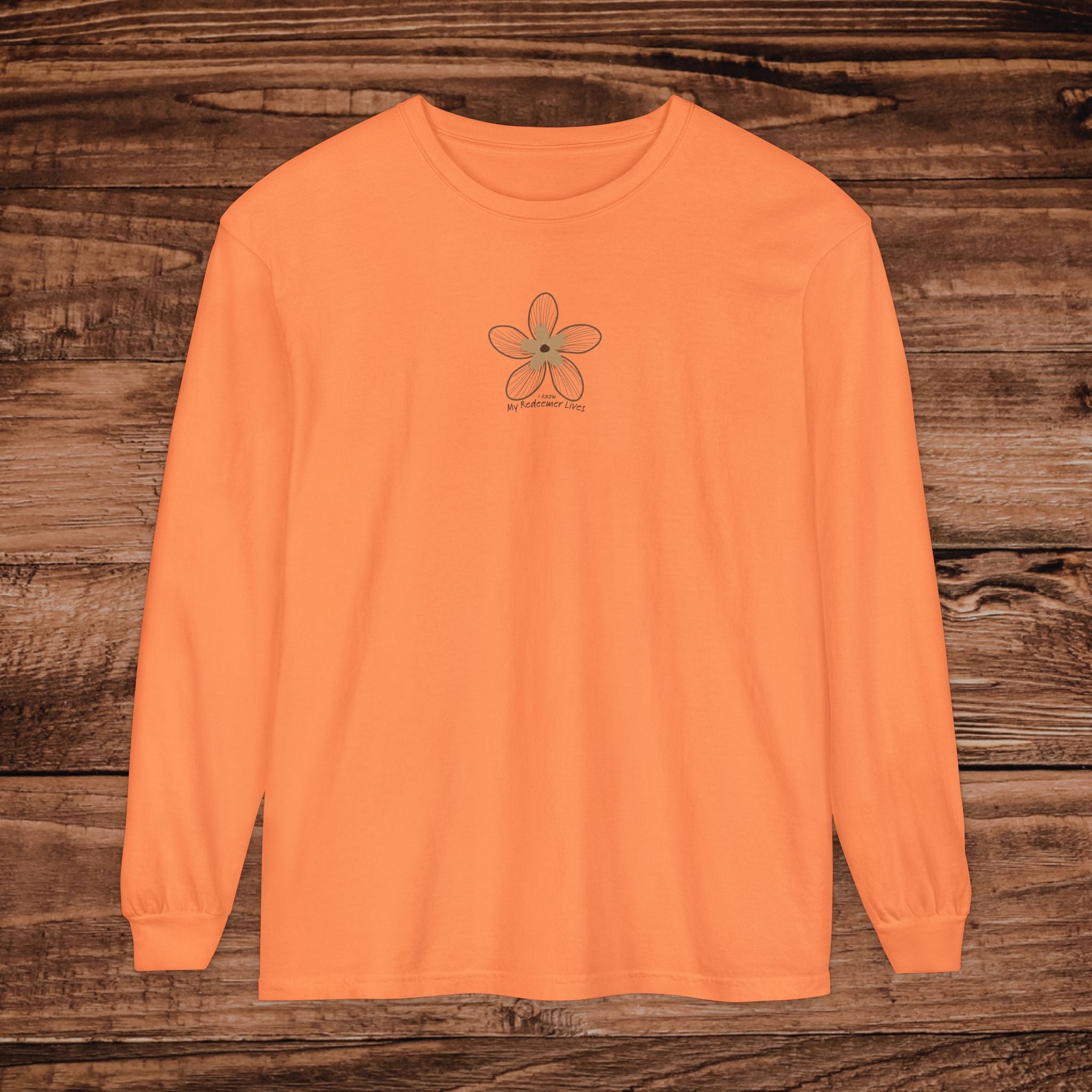 My Redeemer Lives small chest floral design Long Sleeve T-Shirt | Minimal Flower
