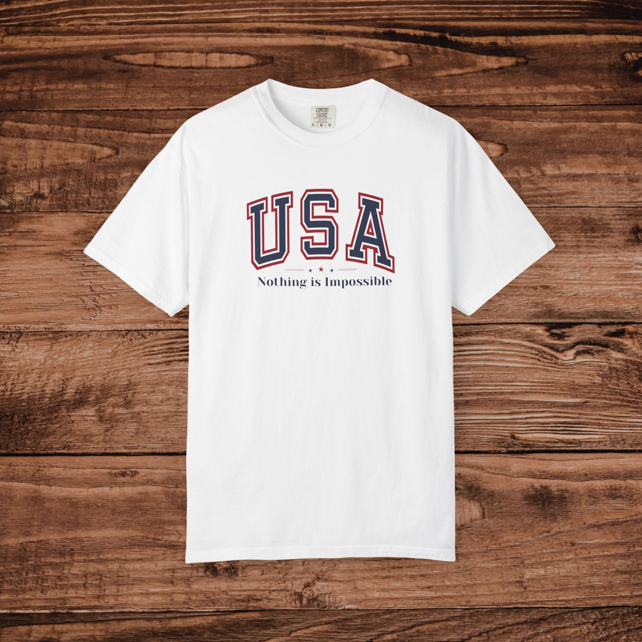 USA Nothing Is Impossible T-Shirt, Patriotic Collegiate Block Letter Tee, Vintage Americana Varsity Shirt, American Pride Shirt, 4th of July