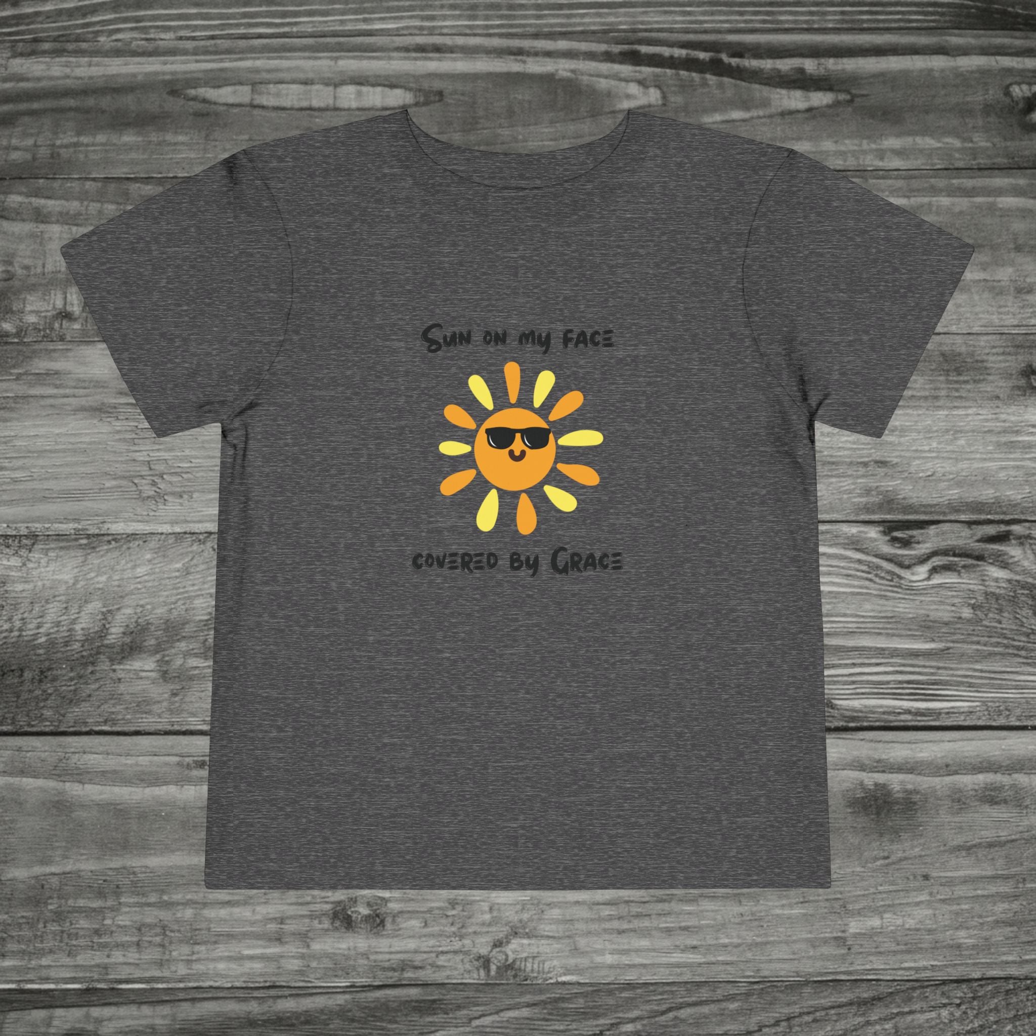 Sun with Sunglasses Covered by Grace toddler tee | Kids Sunshine Shirt
