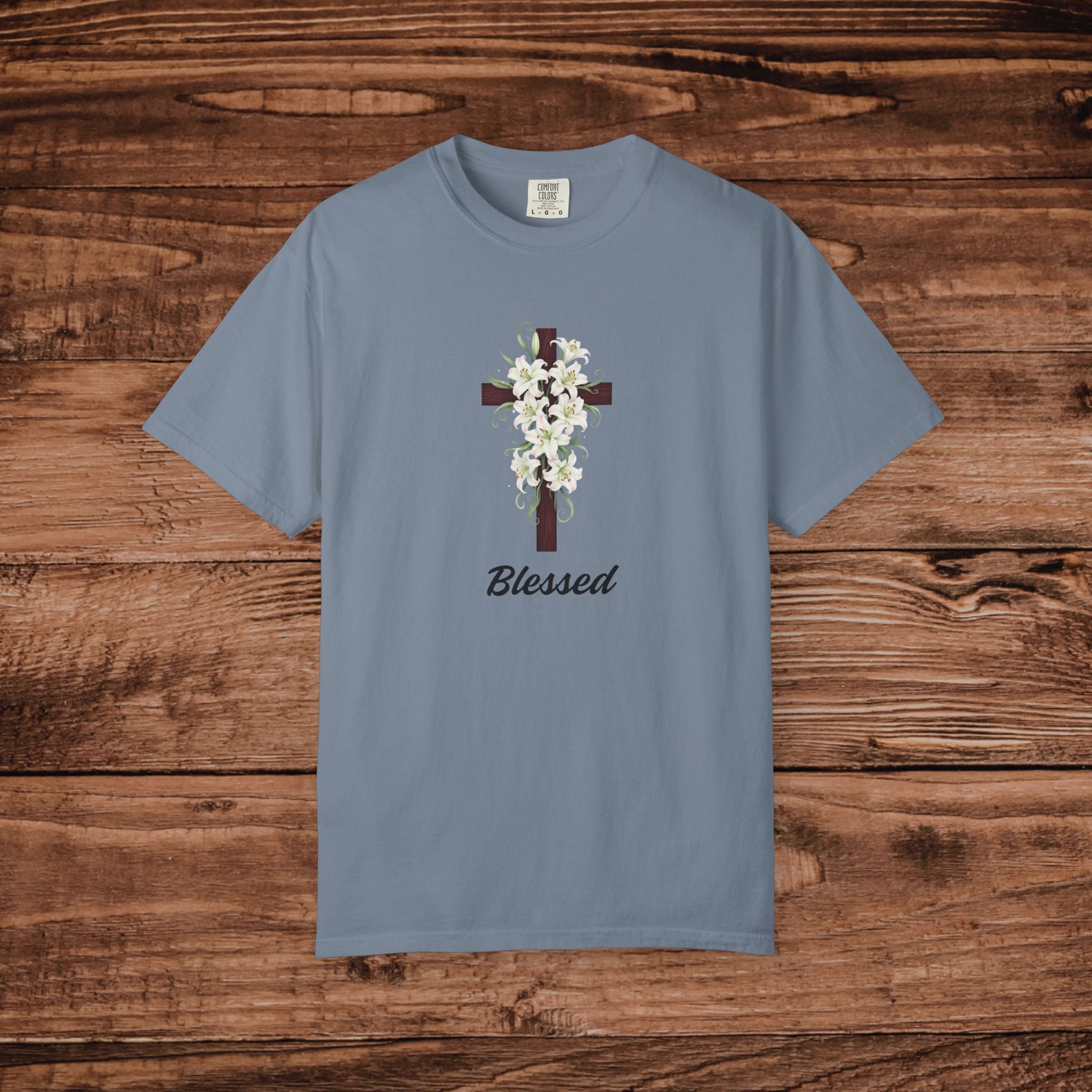 Floral Cross 'Blessed' T-shirt | Religious Christian Tee