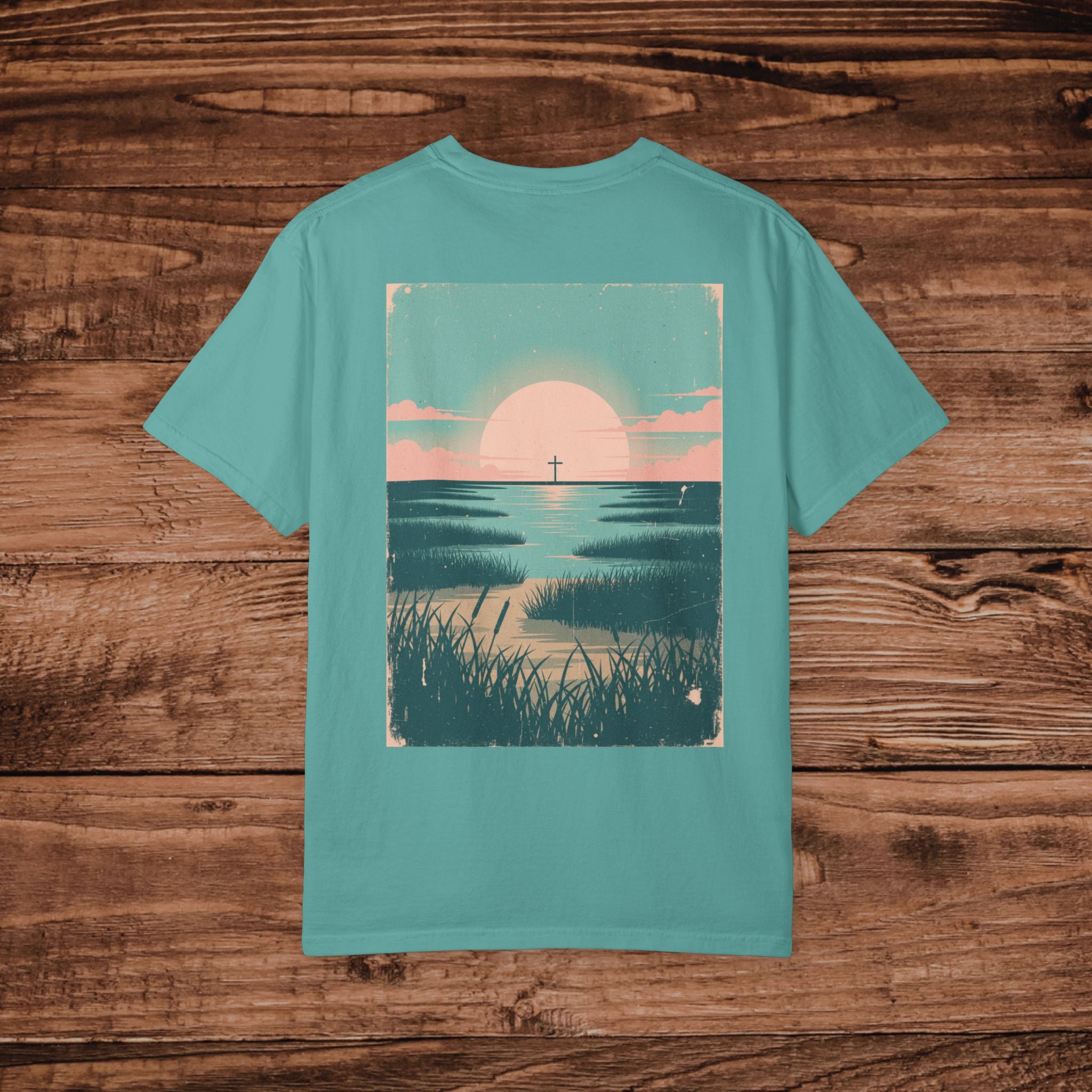 Coastal Sunset Cross T-shirt Beach Sunrise Landscape Tee