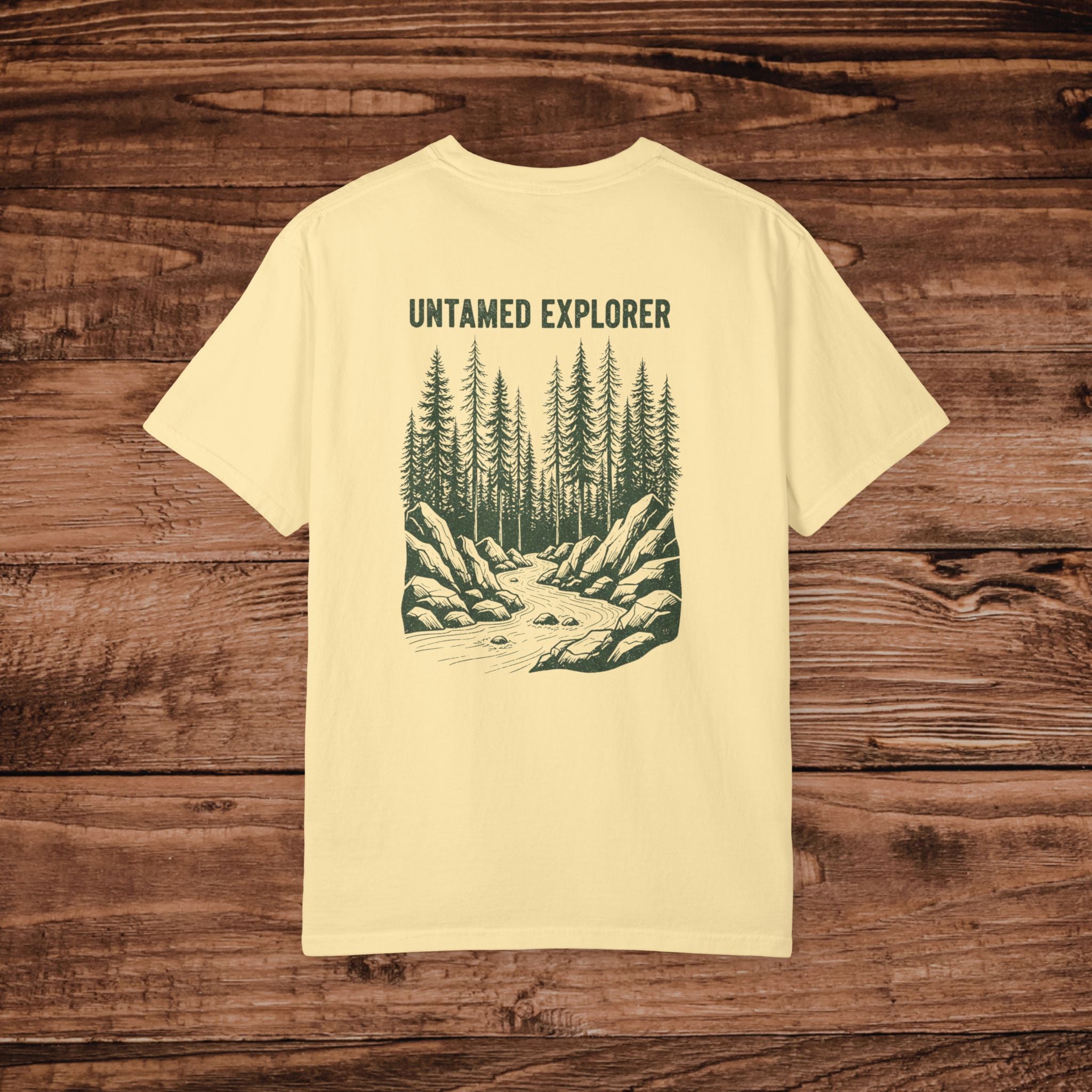 Untamed Explorer Forest Illustration T-shirt | Mountain River Crewneck