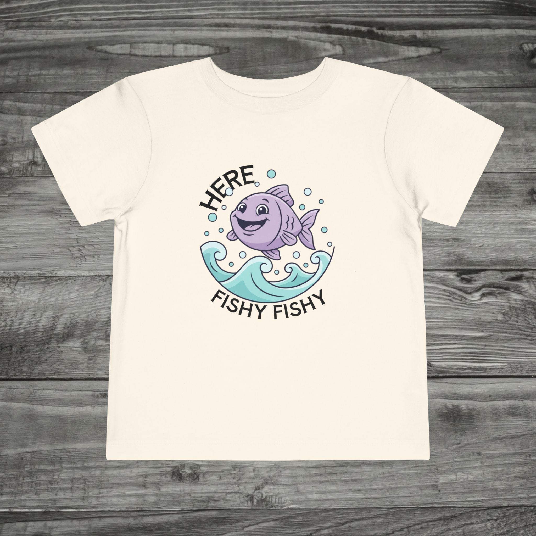 Happy Cartoon Fish Toddler Tee | Purple Fish, Ocean Waves