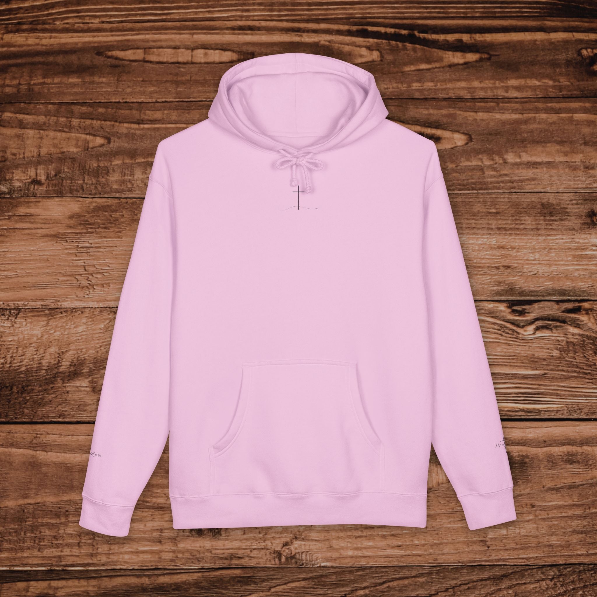 Minimal Faith Cross Print Hoodie | Front Back & Sleeve Graphics