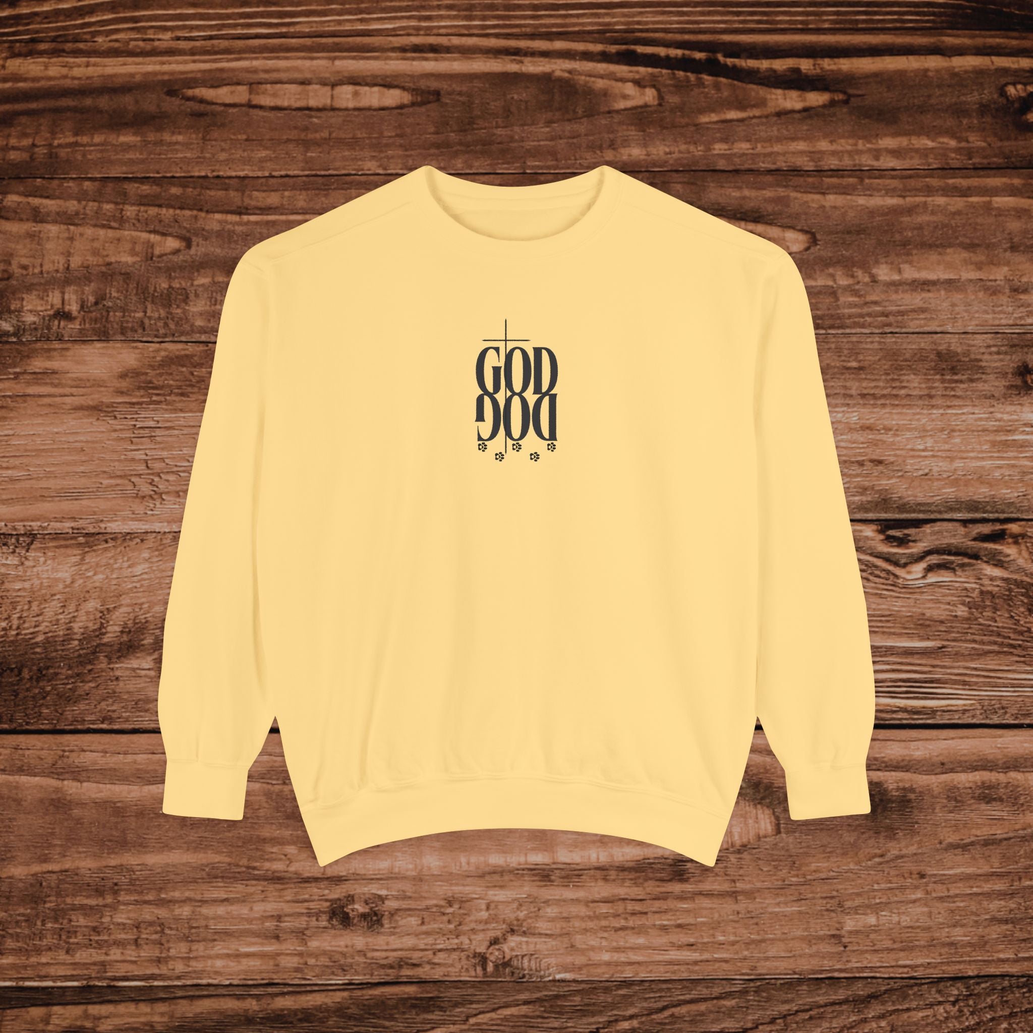 GOD DOG vertical script floral sweatshirt | spiritual pet lover design