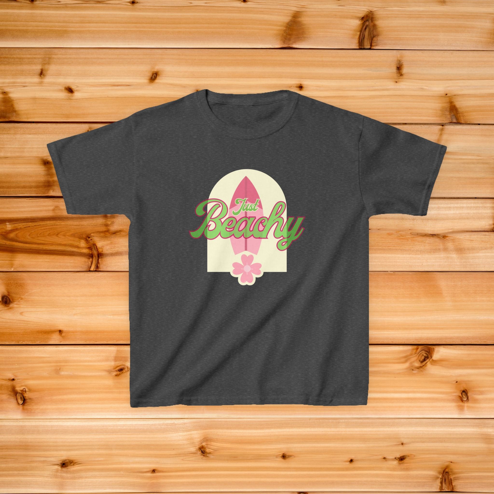Beachy Surfboard Kids Tee | Retro Floral Summer Vibes