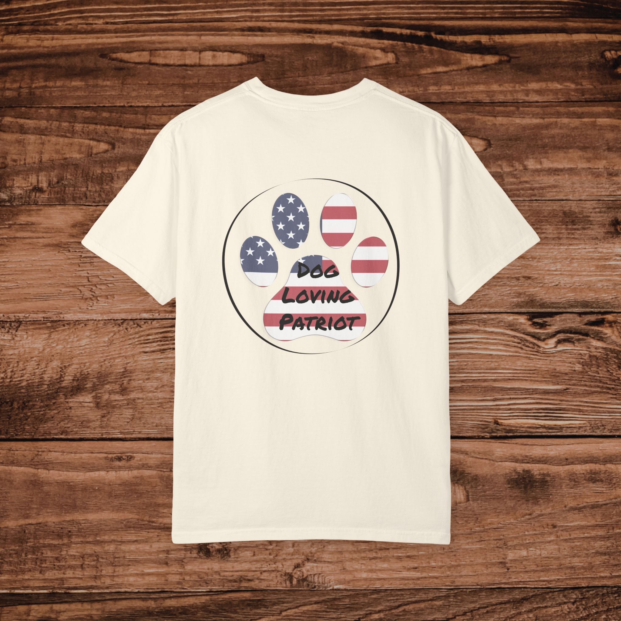 Dog Loving Patriot T-shirt | American Flag Paw Print