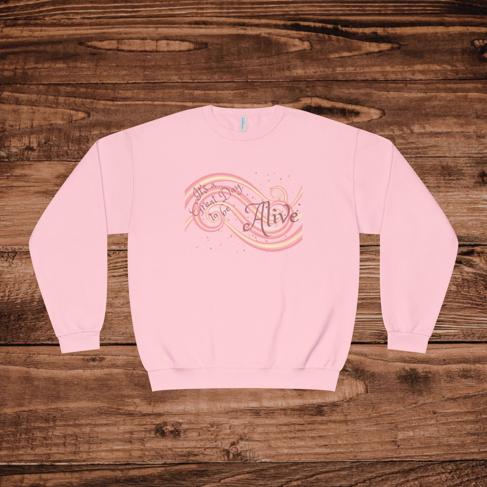 Great Day Crewneck Sweatshirt | retro pink swirl design