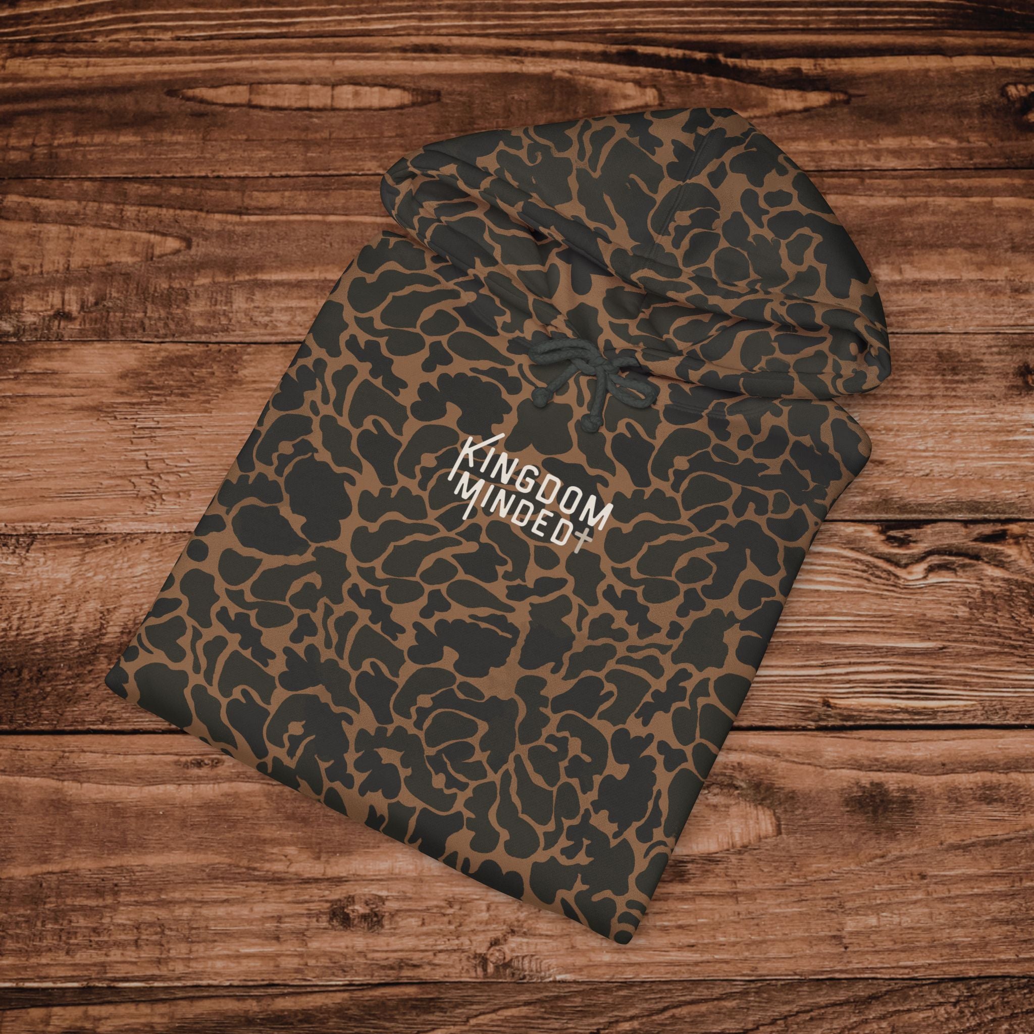 Embroidered Kindom Minded Camo Hoodie, Christian Sweatshirt, Premium Heavyweight Pullover, Aesthetic Camouflage Gospel Hoodie