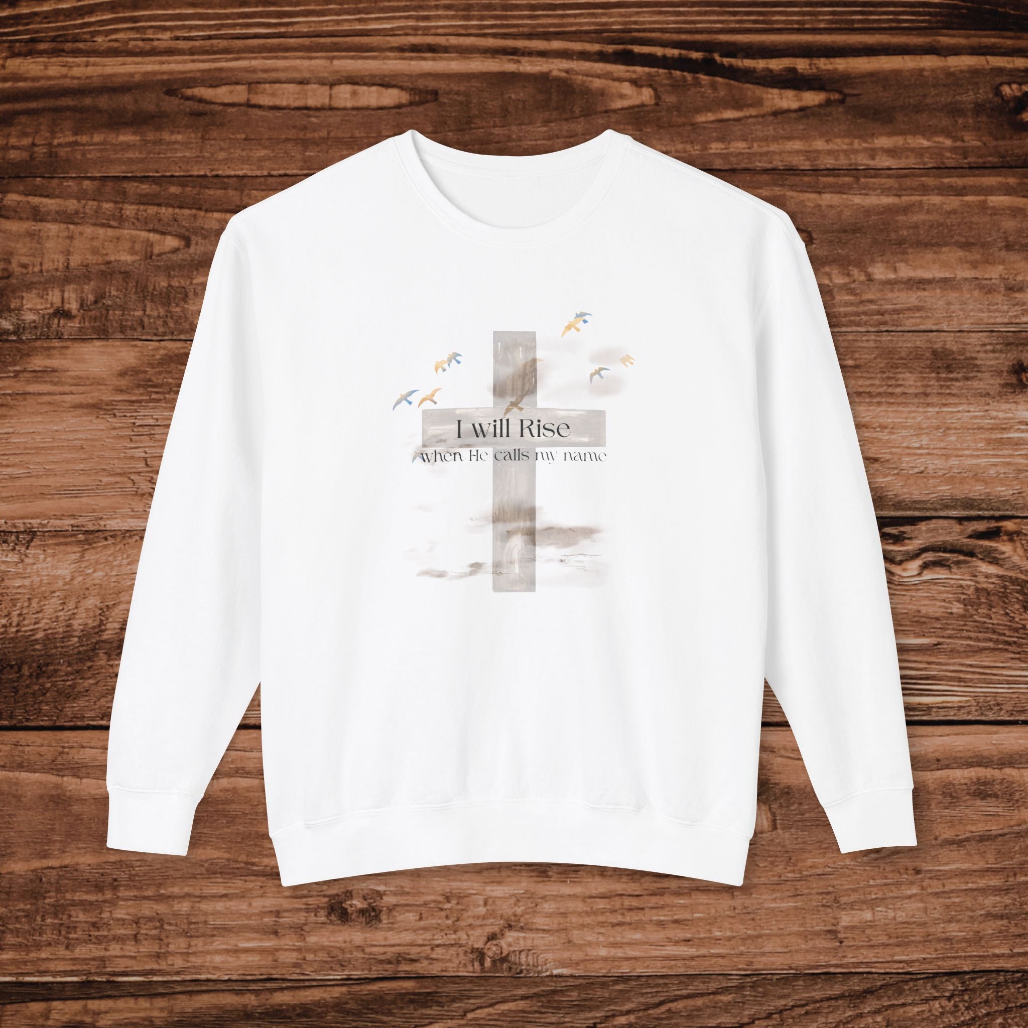 I Will Rise Cross Graphic Sweatshirt | Inspirational Christian Faith Crewneck