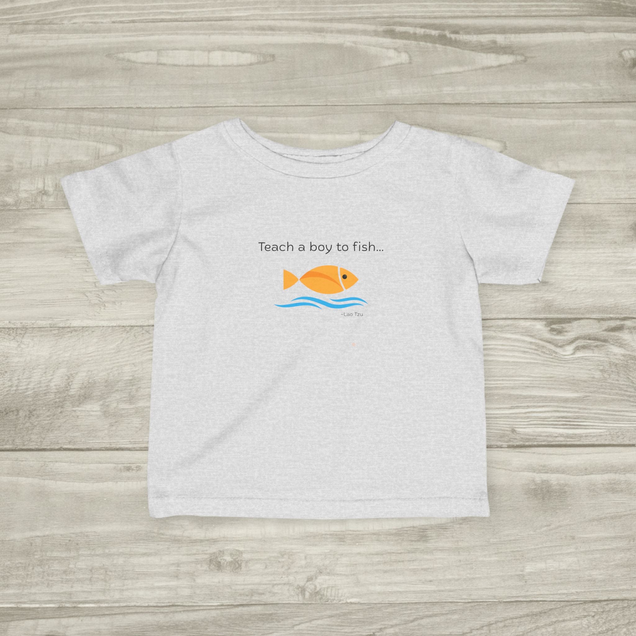 Teach a Boy to Fish infant tee | cute orange fish graphic