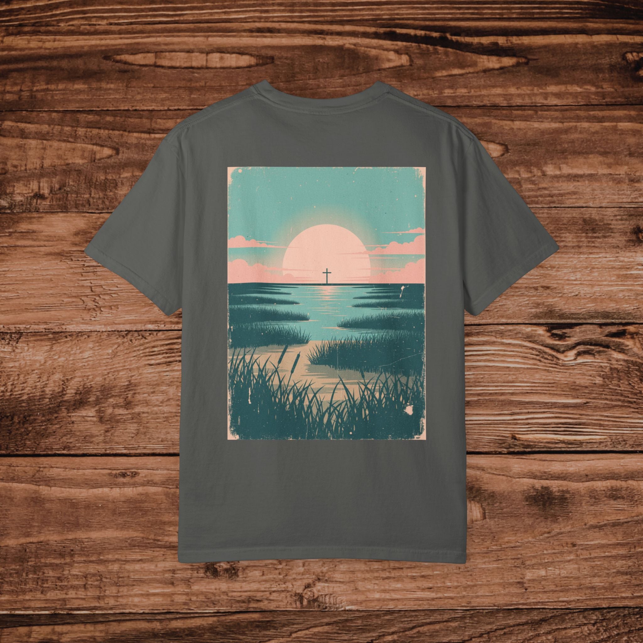 Coastal Sunset Cross T-shirt Beach Sunrise Landscape Tee