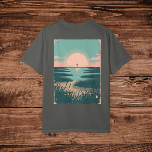 Coastal Sunset Cross T-shirt Beach Sunrise Landscape Tee