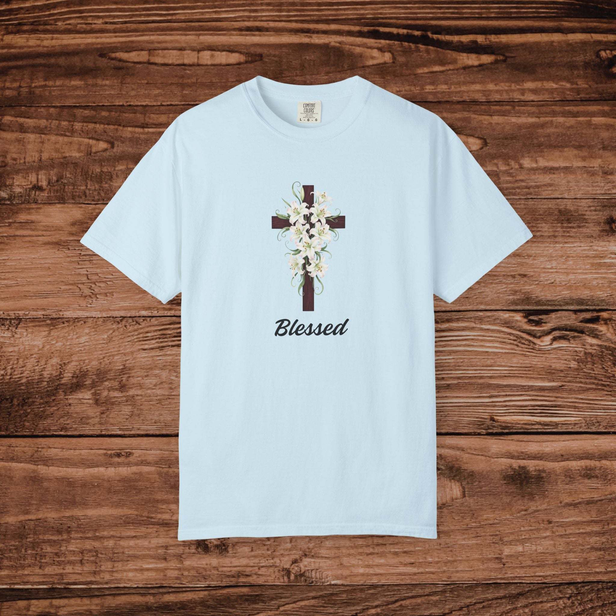 Floral Cross 'Blessed' T-shirt | Religious Christian Tee