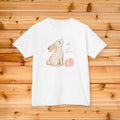 Easter Bunny with Polka Dot Egg Kids Tee | pastel rabbit illustration