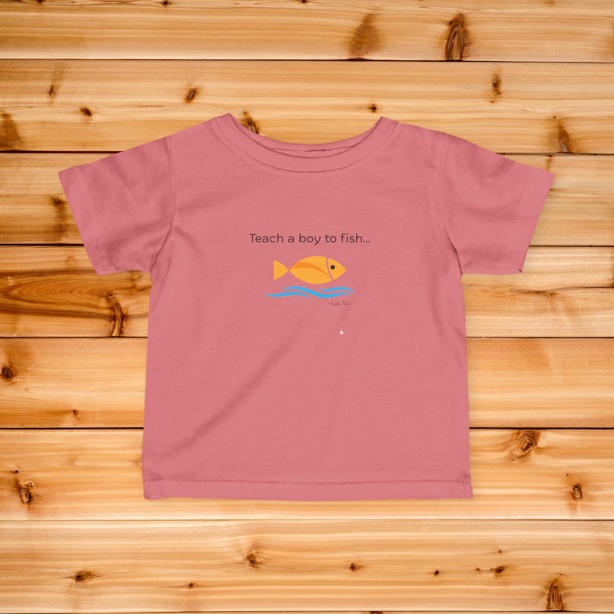 Teach a Boy to Fish infant tee | cute orange fish graphic