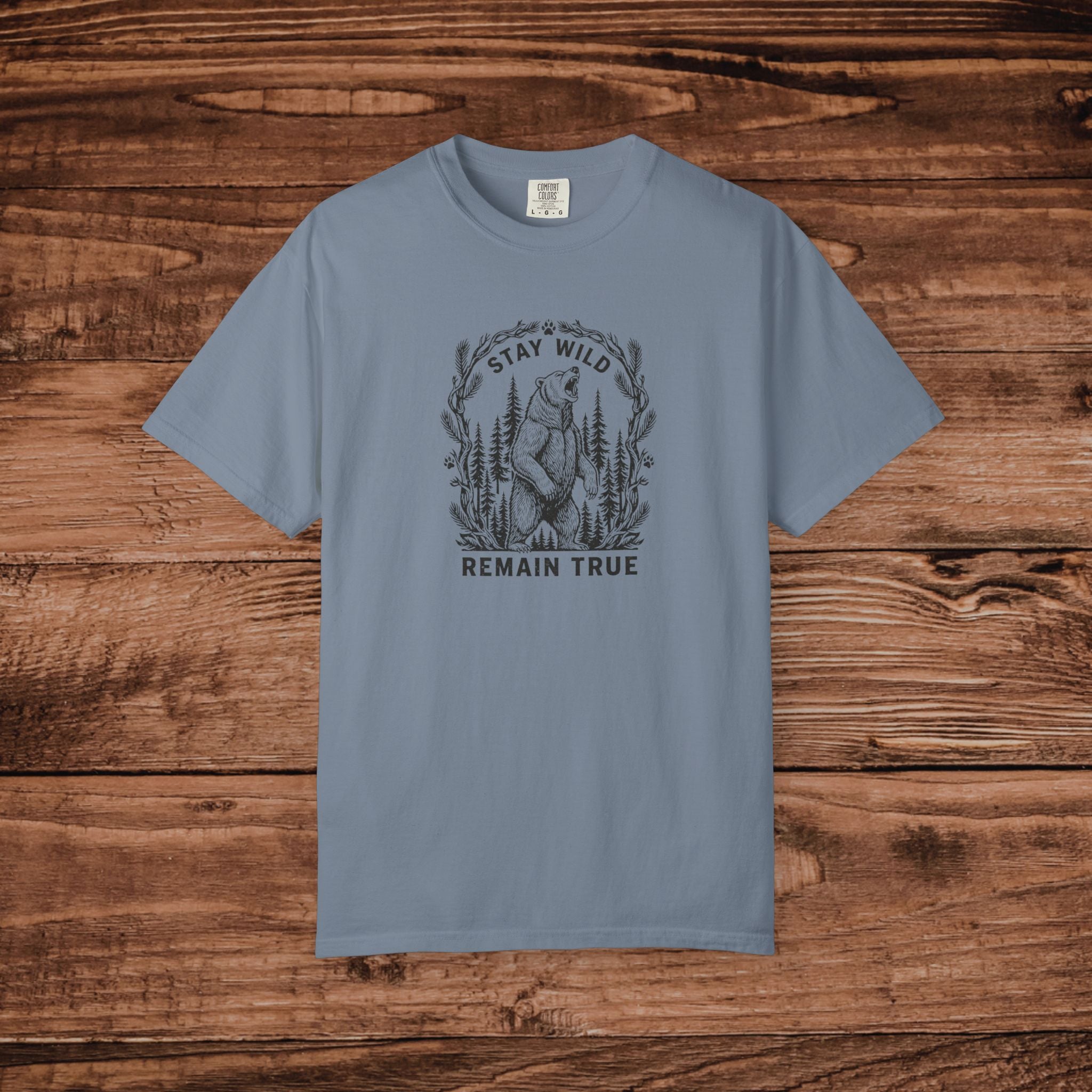 Stay Wild Remain True bear illustration T-Shirt | woodland nature graphic tee
