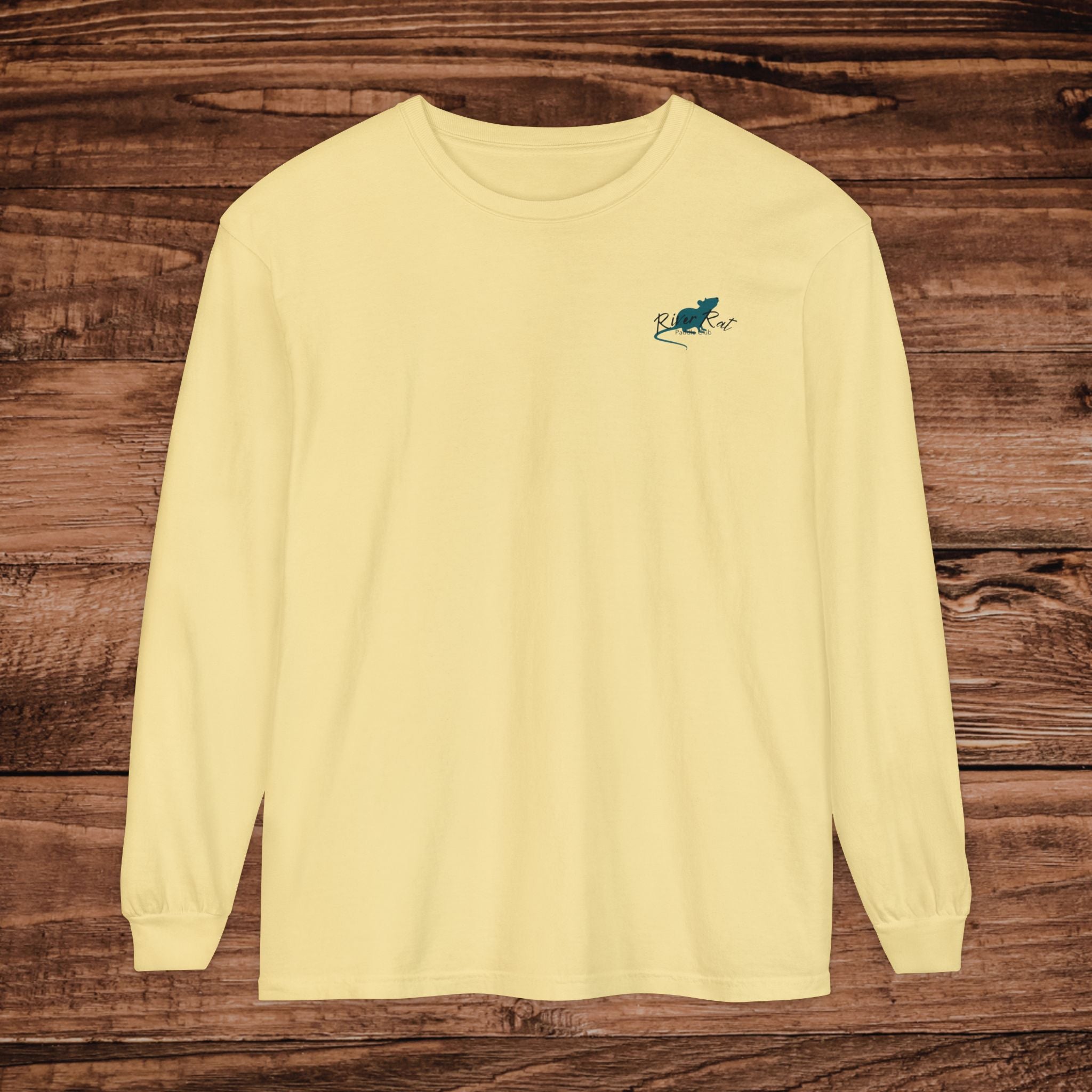 River Rat Paddle Club Long Sleeve Logo T-Shirt Dual Graphic Designs