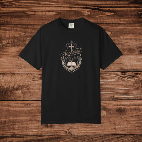 Anchored in Christ anchor cross Bible T-shirt | Christian faith tee
